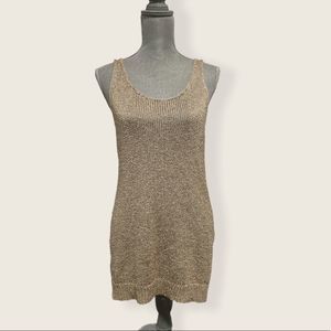 LOFT Brown Shiny Knit Tank Top M